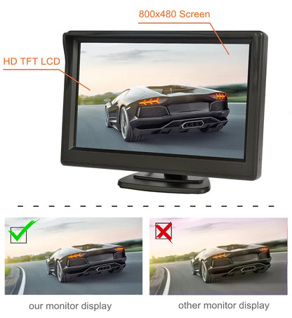 5Inch 800 X 480 HD Car Monitor Waterproof Reverse LED Night Vision Backup Rear View Car Camera with Monitor