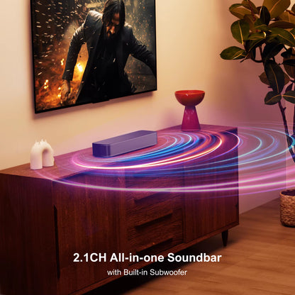 Peak Power 120W, 2.1Ch Sound Bar for TV, All-In-One PC Soundbar, Built-In Subwoofer, APP Control,Solo B30 Pro Series