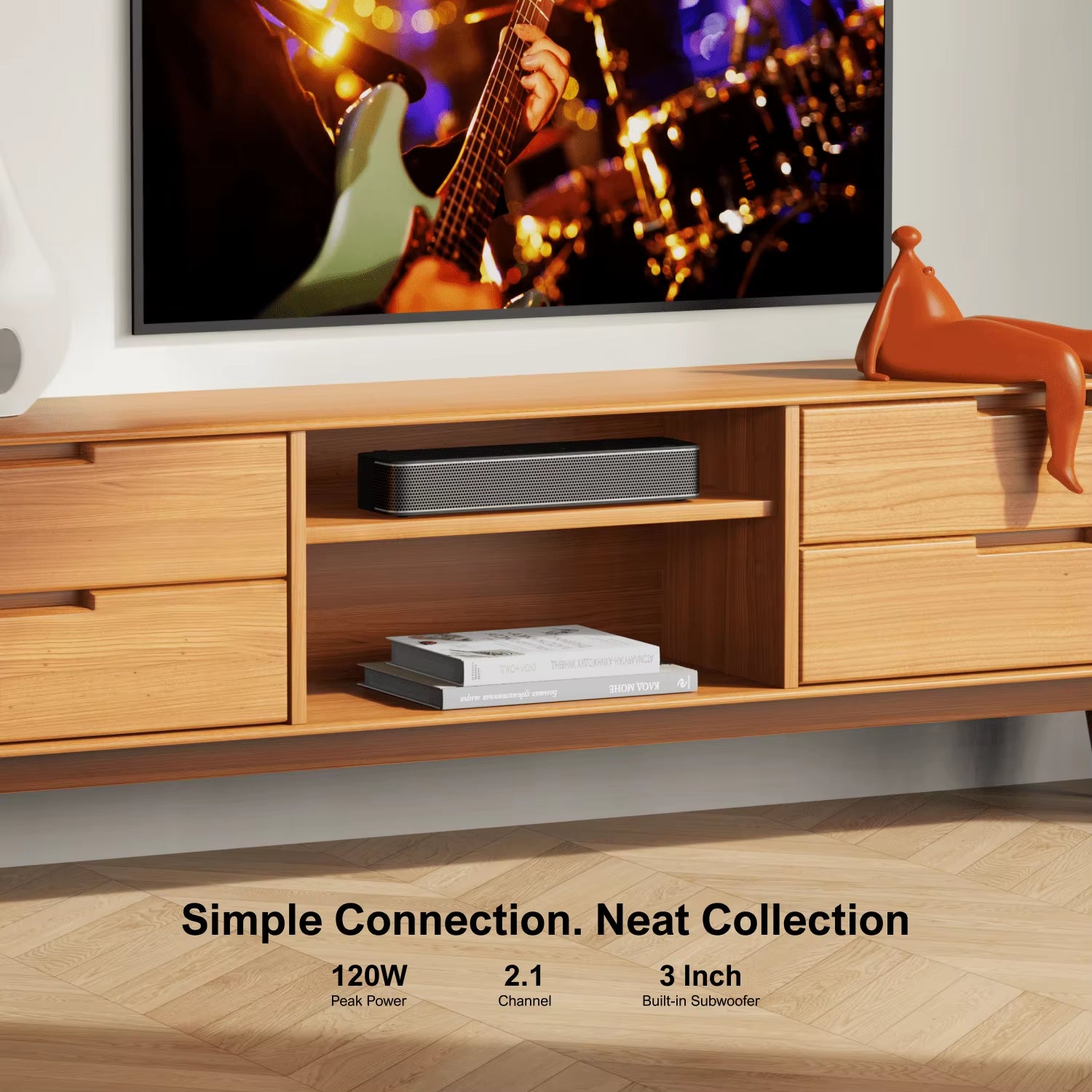 Peak Power 120W, 2.1Ch Sound Bar for TV, All-In-One PC Soundbar, Built-In Subwoofer, APP Control,Solo B30 Pro Series