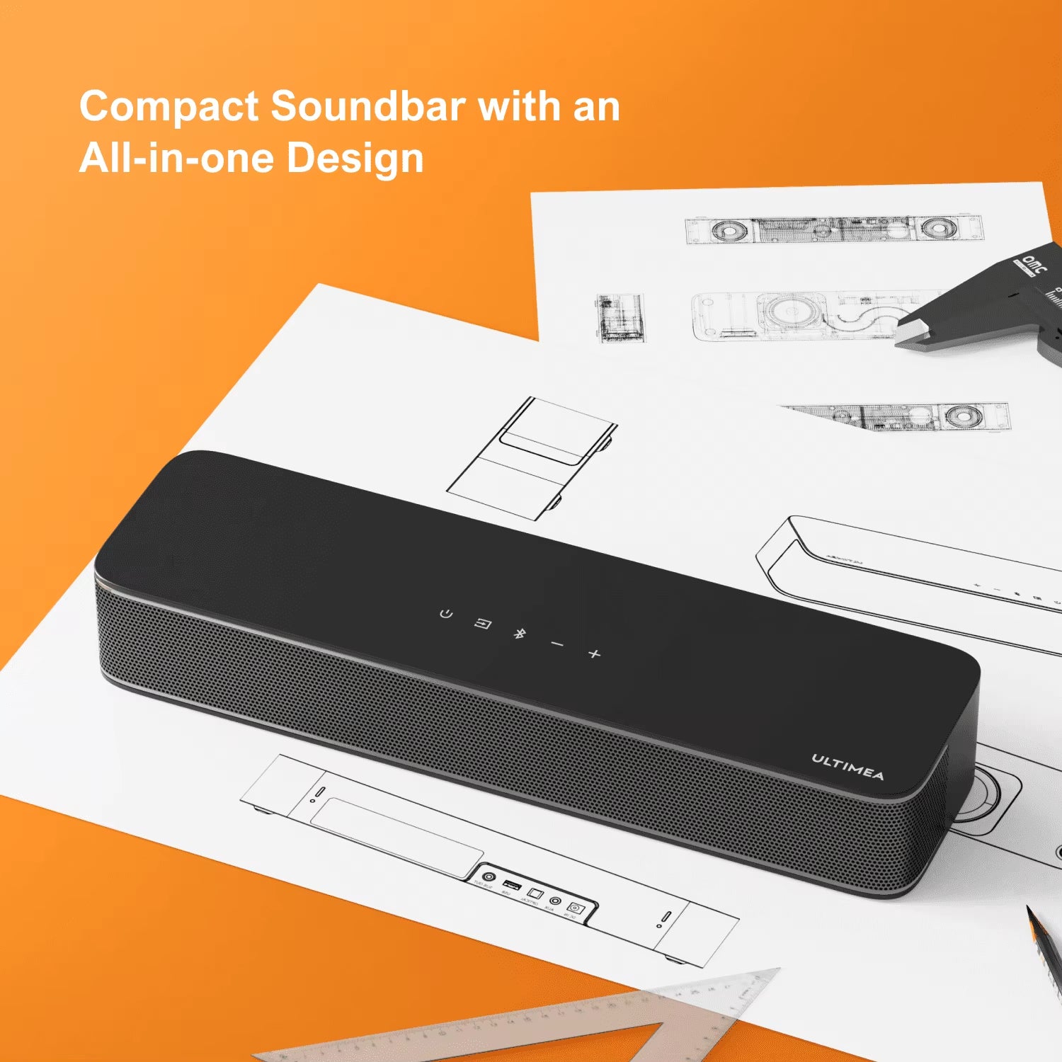 Peak Power 120W, 2.1Ch Sound Bar for TV, All-In-One PC Soundbar, Built-In Subwoofer, APP Control,Solo B30 Pro Series