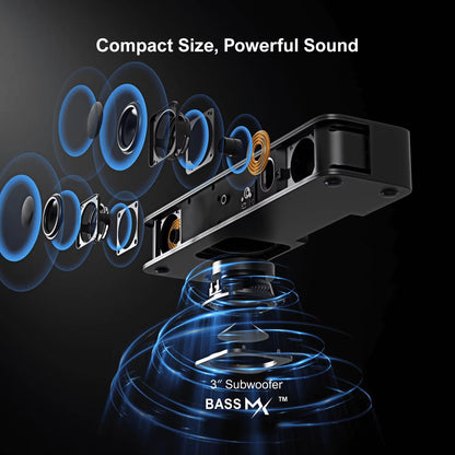 Peak Power 120W, 2.1Ch Sound Bar for TV, All-In-One PC Soundbar, Built-In Subwoofer, APP Control,Solo B30 Pro Series