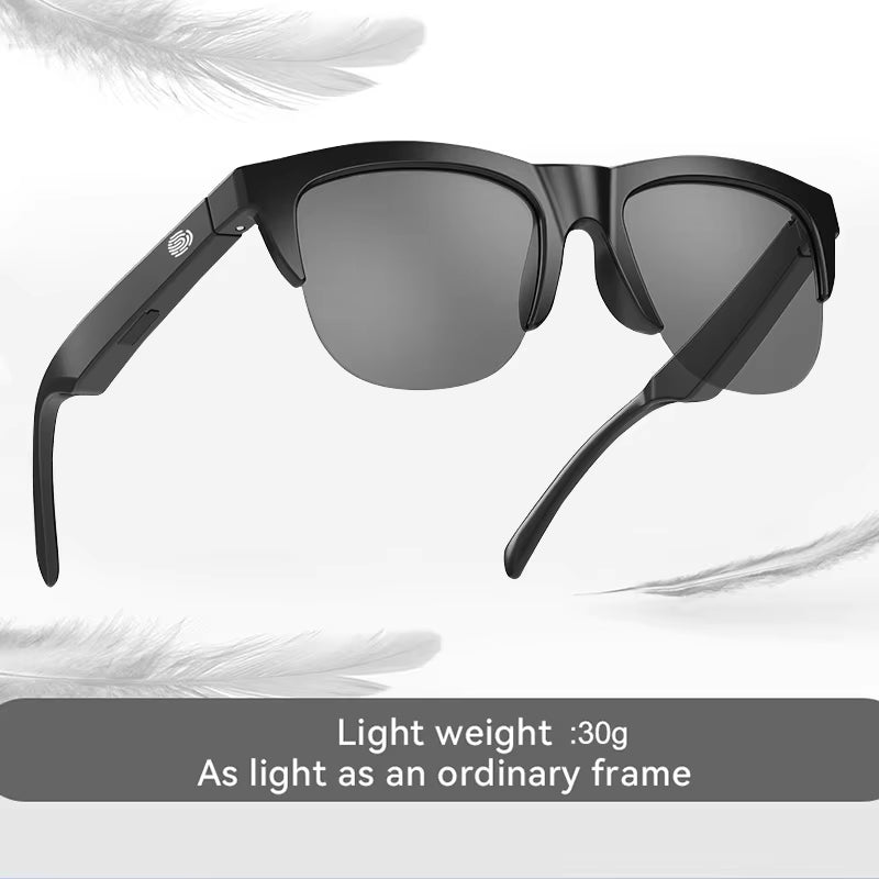 Smart Glasses Wireless Bluetooth Sunglasses Built-In Microphone Speakers Touch & Voice Assistant Compatible Glass for Men Women
