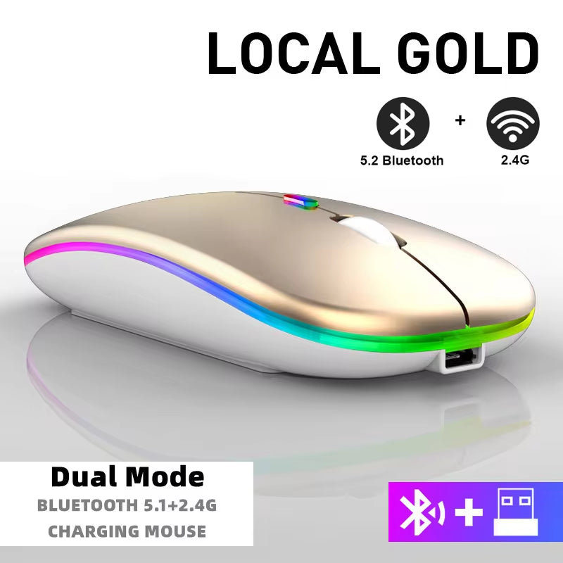 Tablet Phone Computer Bluetooth Wireless Mouse Rechargeable RGB Backlight Mice for Ipad PC Laptop Tablet Phone 2.4Ghz USB Mouse